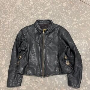 Vintage Protech Leather Jacket Black Made In USA Size 24